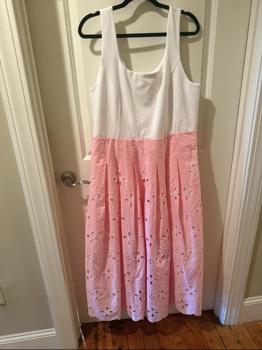 NWT Lilly Pulitzer Lissette Eyelet Midi Dress Pink And White Size 16